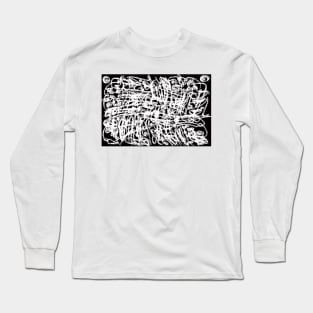 White on Black Organized Chaos Long Sleeve T-Shirt